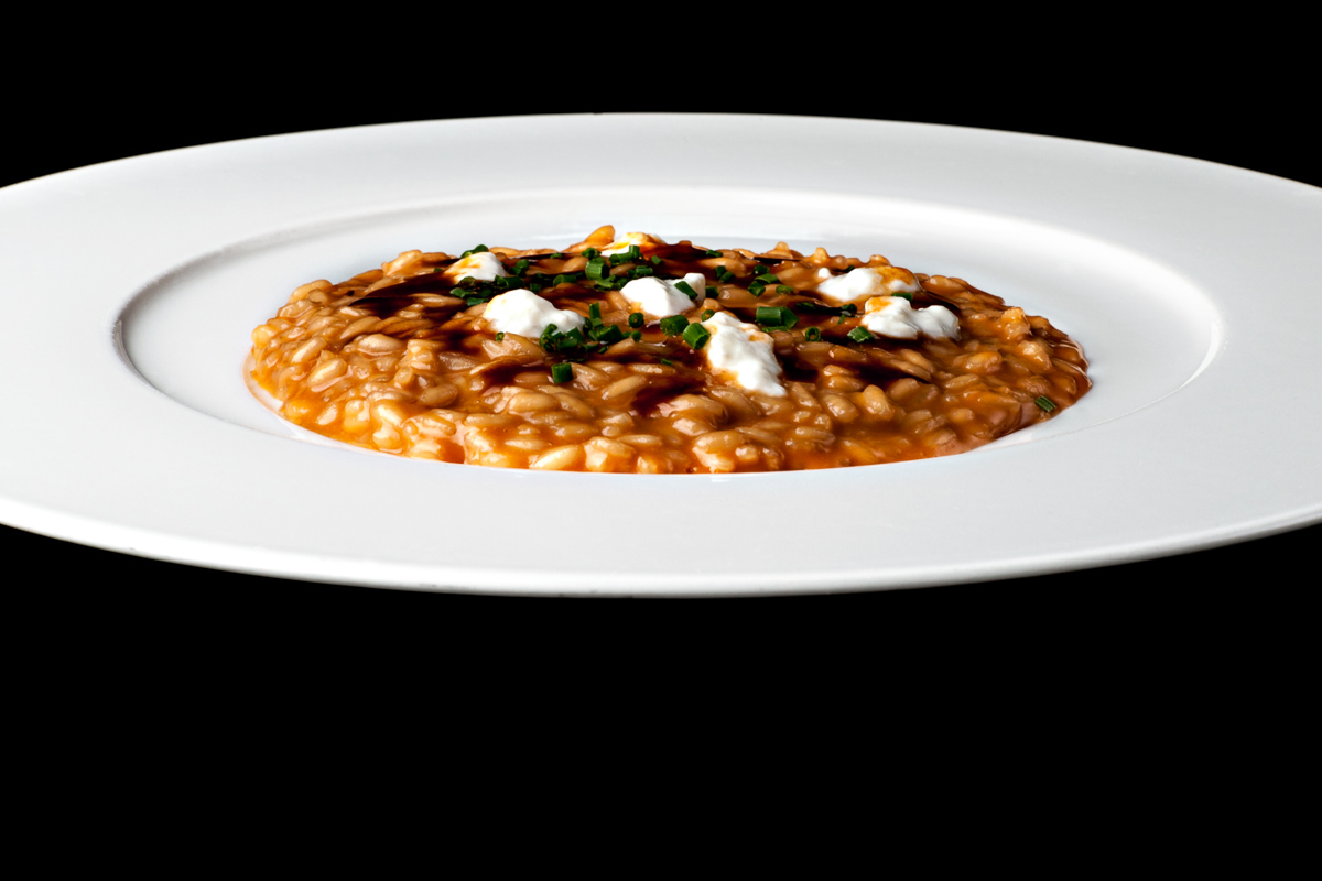 Risotto con gambero rosso di Mazzara e burrata d’ Andria